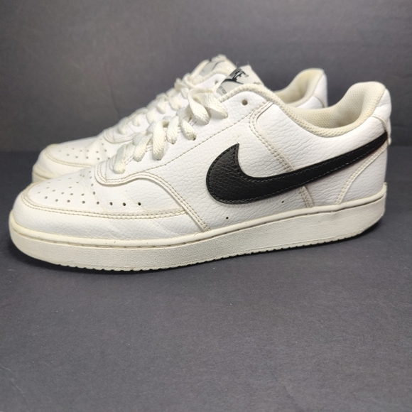 Nike Shoes - Nike Court Vision White Black Basketball Leather Sneakers Women's Shoes Size 9